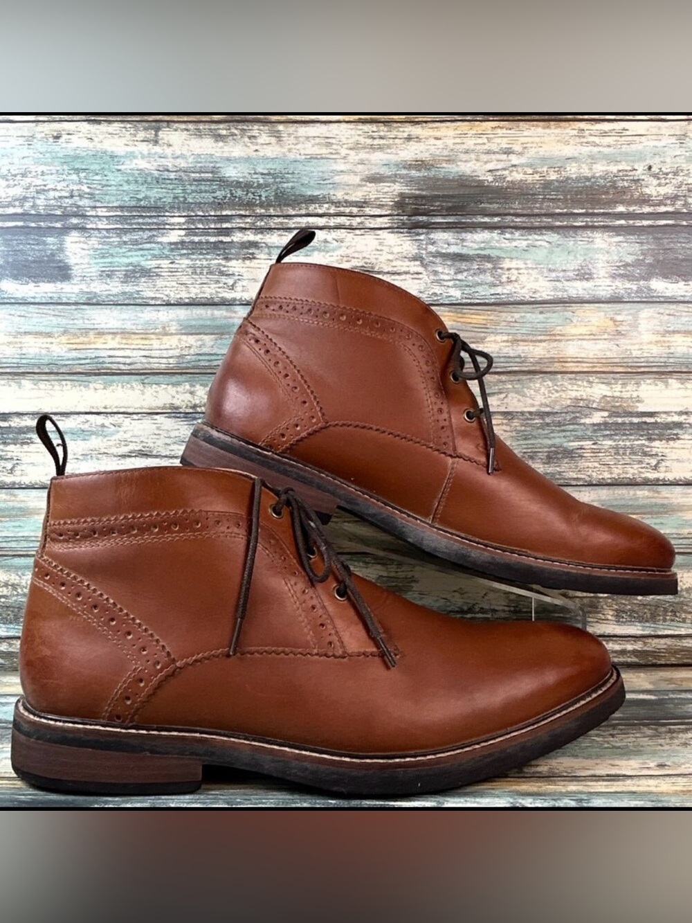 Nunn Bush Chukka Boot Size 11M Brown Leather Brogue Lace Up Lightweight Dress